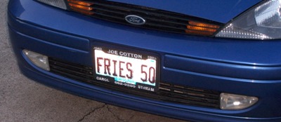 [Fries 50 license plate]