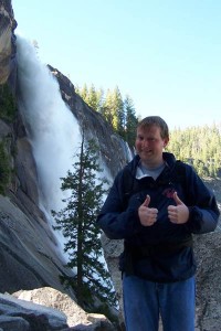 [Odie climbing Nevada Falls]